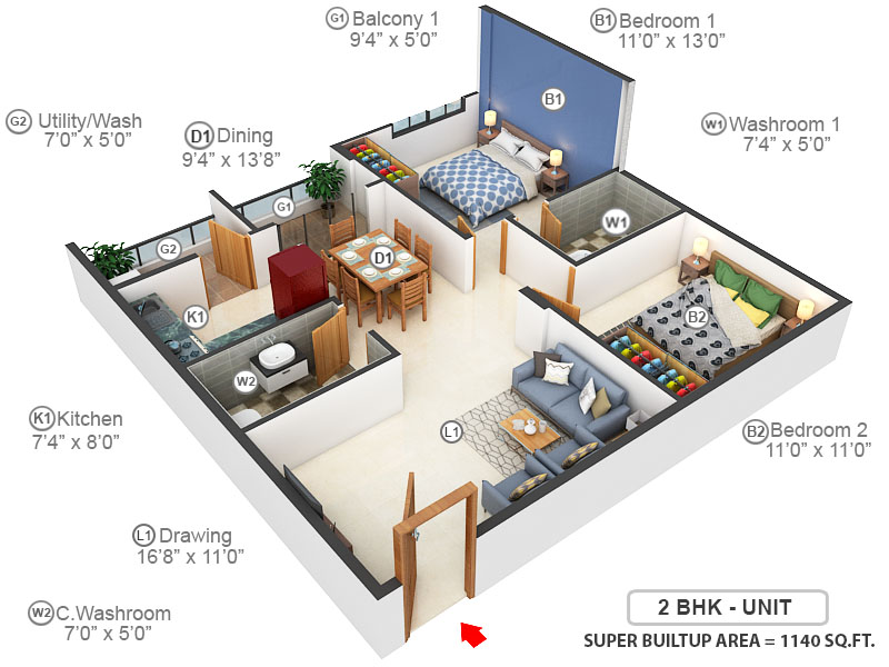 3DFloorPlan of Vaishno Lotus