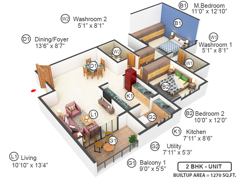 3DFloorPlan of Krishvi BVL Statura