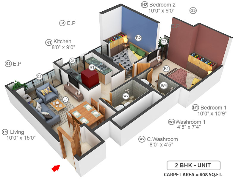3DFloorPlan of DSS Mahavir Spring Tulip Phase 1