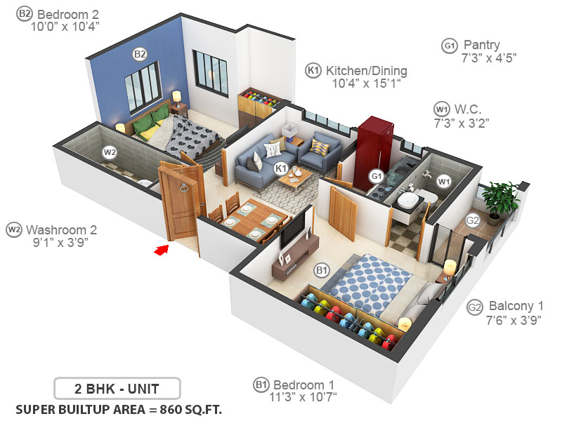 3DFloorPlan of Tranquil Adiv Enclave