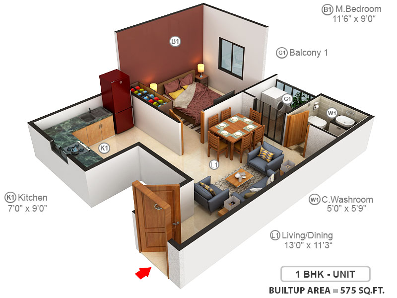 3DFloorPlan of The Nest Gaura