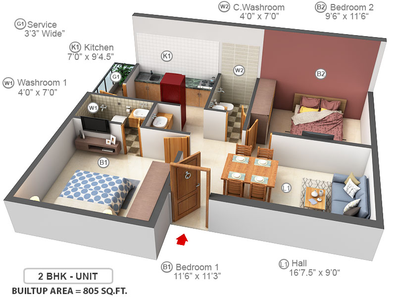 3DFloorPlan of VGK Mithran