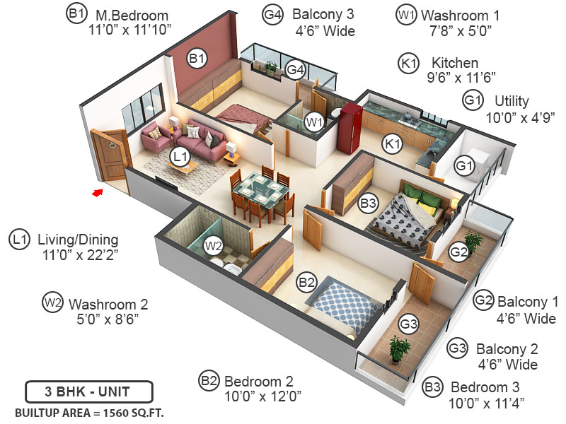 3DFloorPlan of Sashank Aadya