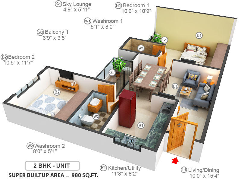 3DFloorPlan of Brigade Panorama Phase 2