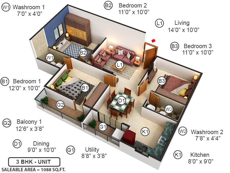 3DFloorPlan of MDVR SV Shelters
