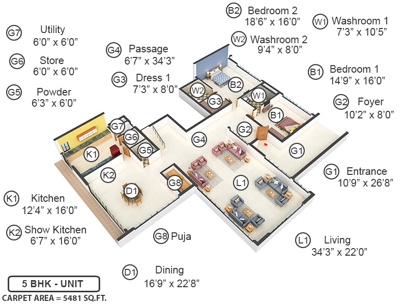 3DFloorPlan of Arvind Uplands Two