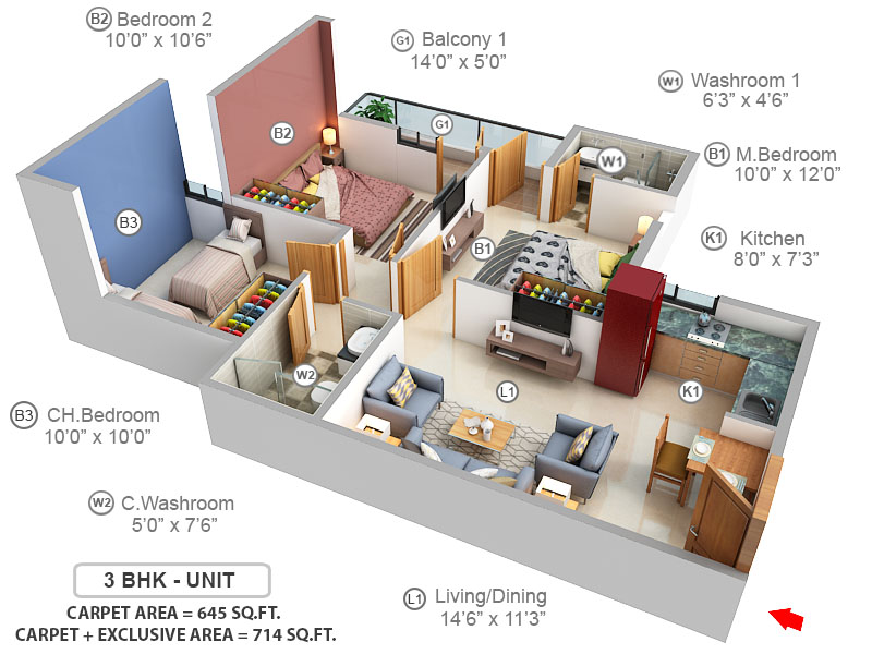 3DFloorPlan of GLS Arawali Homes 2