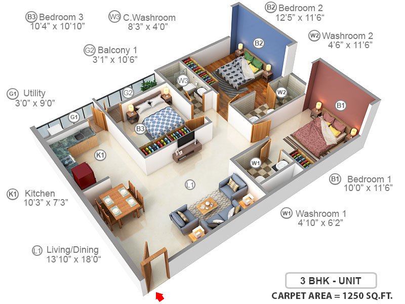3DFloorPlan of SV Sai Gaurav