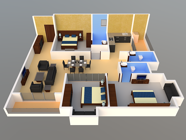 3DFloorPlan of Mana Capitol Apartment