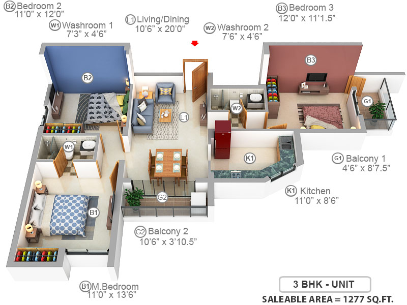 3DFloorPlan of Marutham Apoorva