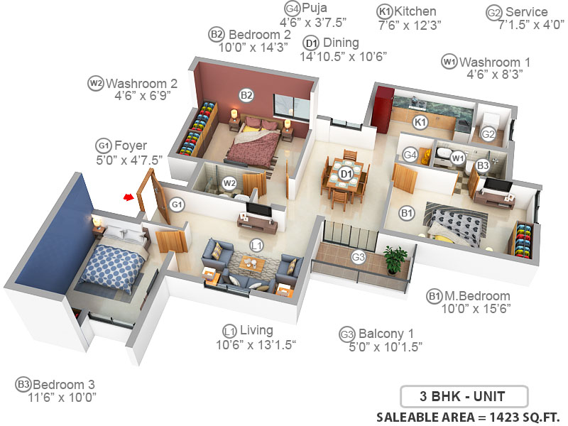 3DFloorPlan of Marutham Apoorva