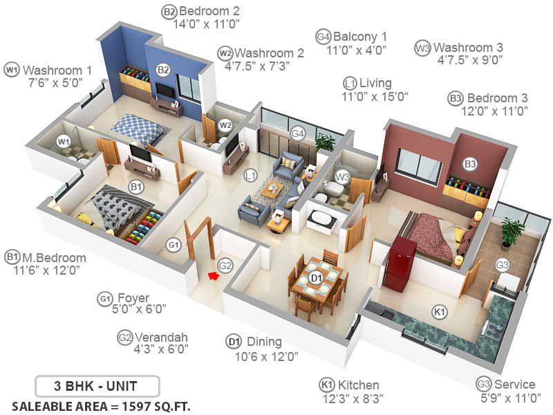 3DFloorPlan of Marutham Apoorva