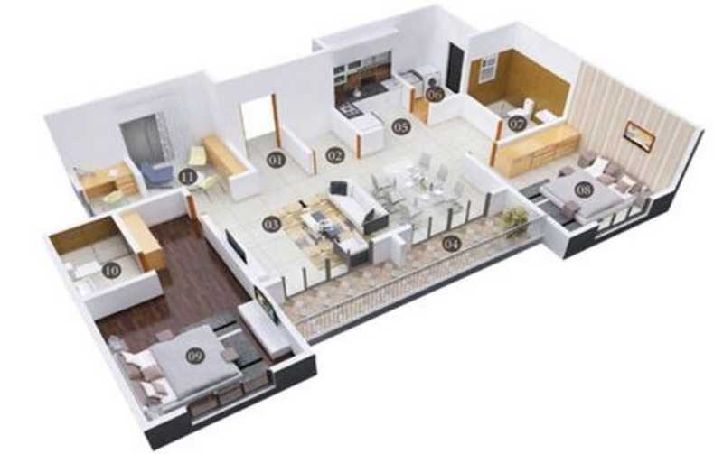 3DFloorPlan of Shriram Chirping Woods Tower 5