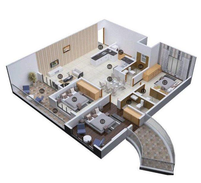 3DFloorPlan of Shriram Chirping Woods Tower 5