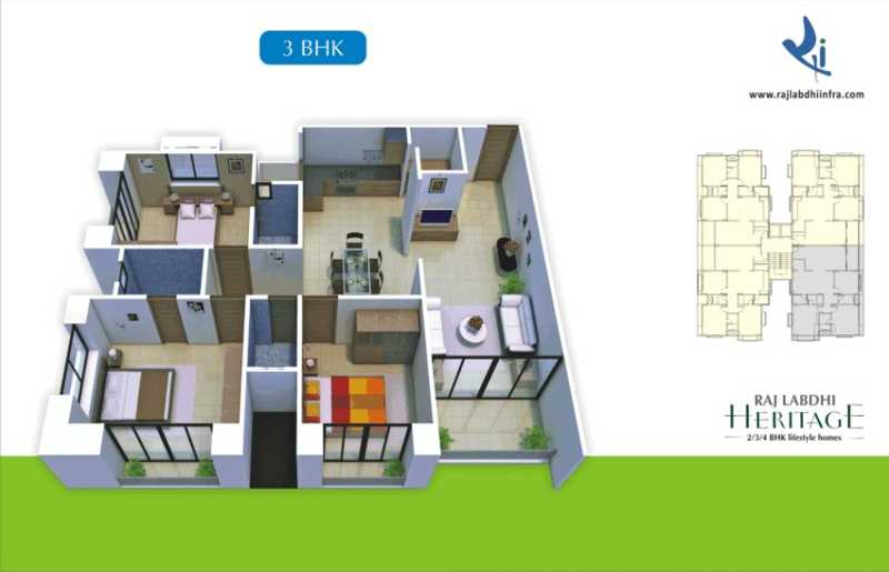 3DFloorPlan of Raj Heritage