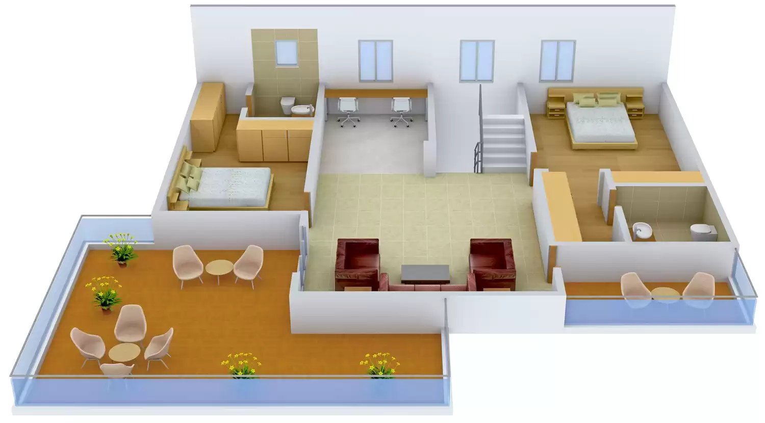 3DFloorPlan of Pragnya Riverbridge Developers Bridge County Villas