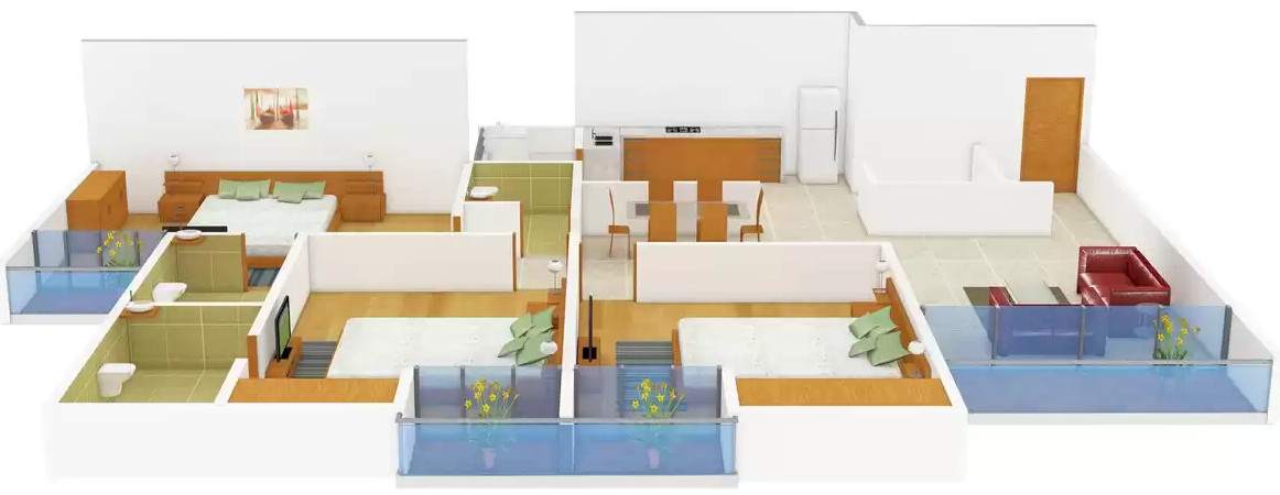 3DFloorPlan of Goel Properties Pallavi Cooperative Group Housing Society