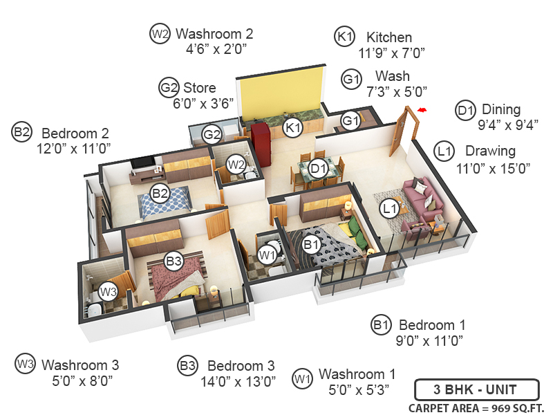 3DFloorPlan of Sampad Aster