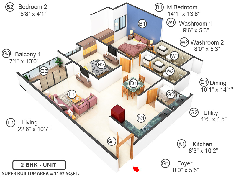 3DFloorPlan of Sekhar Alturas