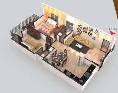 3DFloorPlan of Bangalore Aishwarya Bangalore Homes