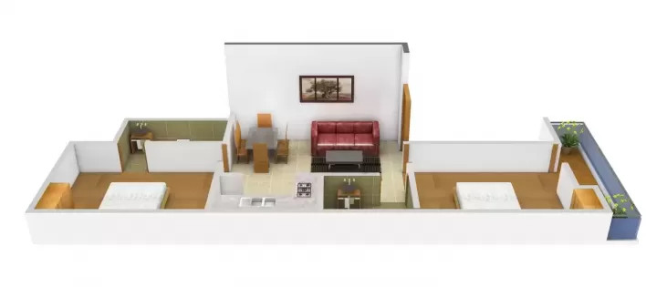 3DFloorPlan of Bhadauria Apartment 4