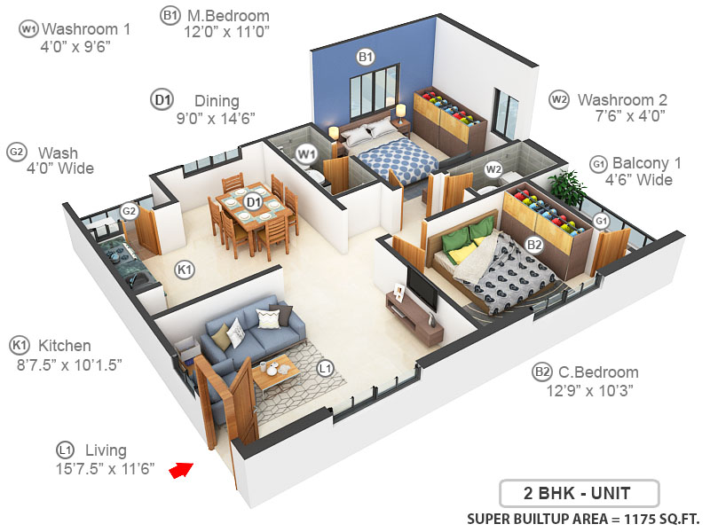 3DFloorPlan of Srita Splendor