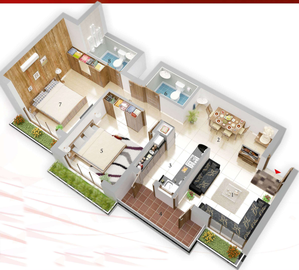 3DFloorPlan of Swati Heights Wing C