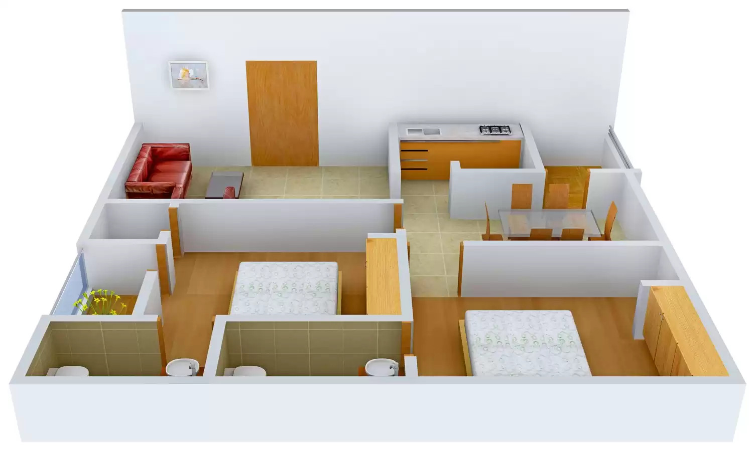 3DFloorPlan of AVK Sai Krishnaveni Residency