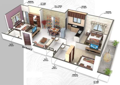 3DFloorPlan of Sudarshan Shri Gajanan Residency 1