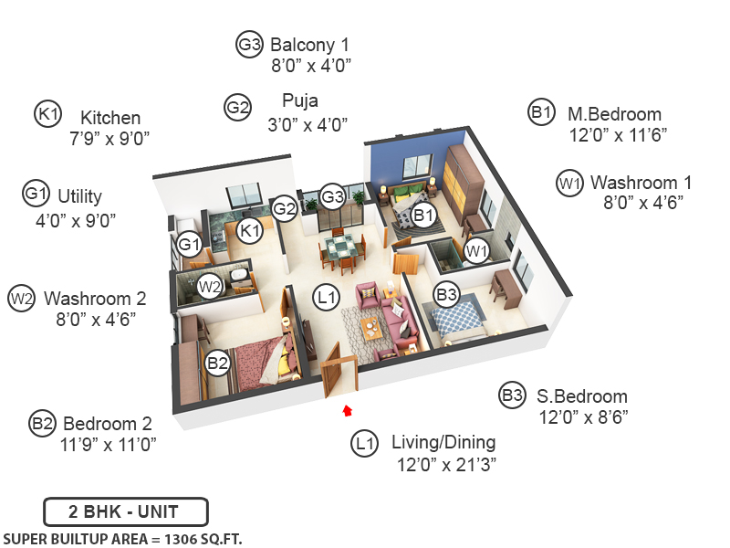 3DFloorPlan of Hallmark Vesta