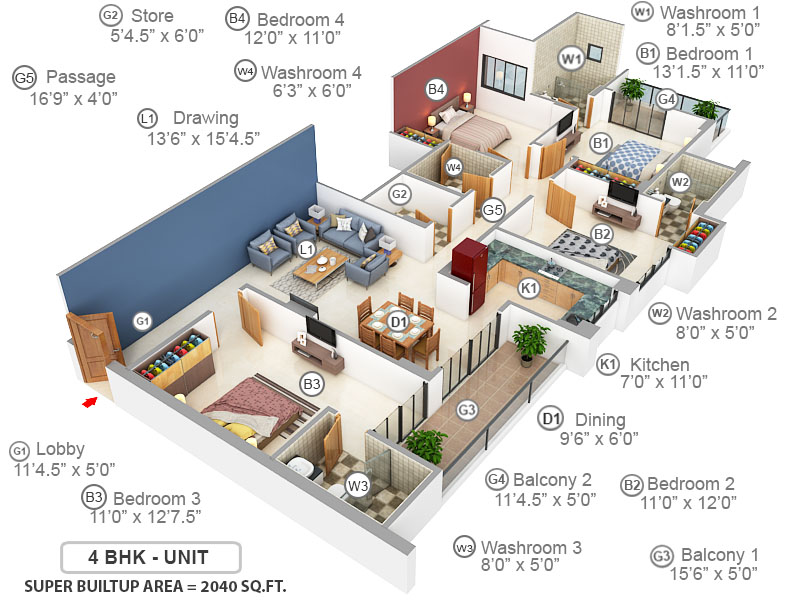 3DFloorPlan of Kedia The Palm