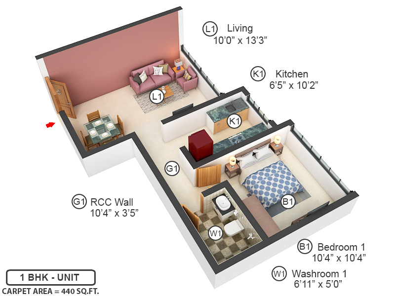 3DFloorPlan of Suraj Ave Maria