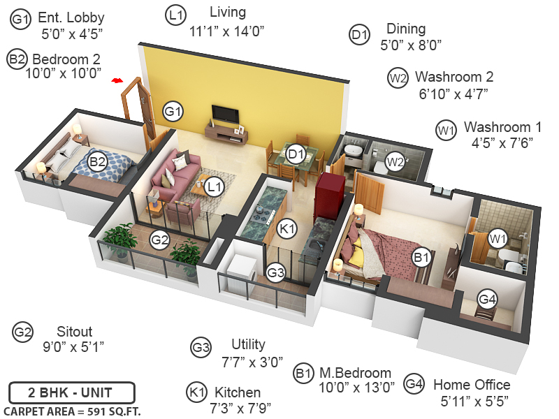 3DFloorPlan of VJ Yashwin SukhNiwas