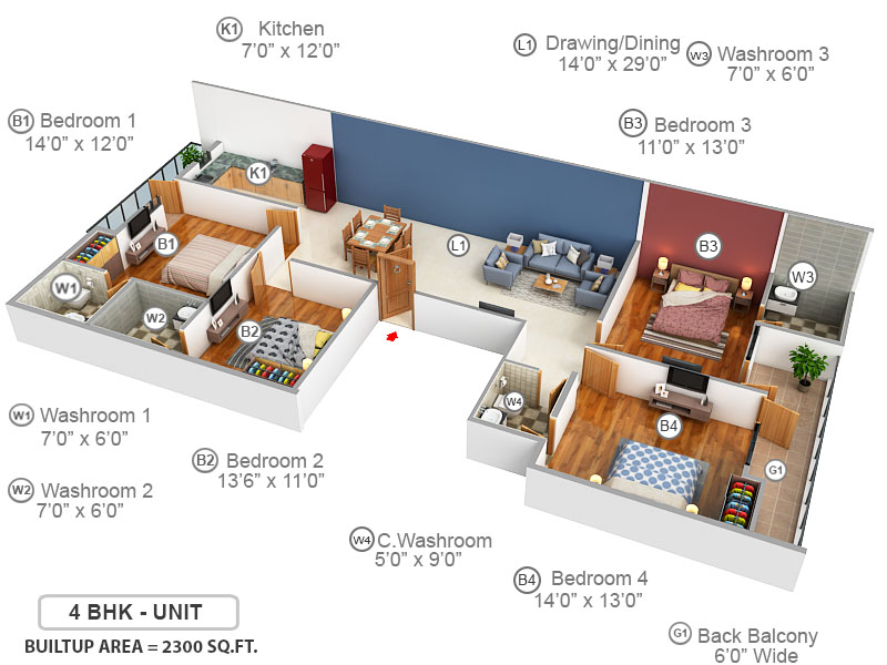 3DFloorPlan of Richlook Gracious Floors 1