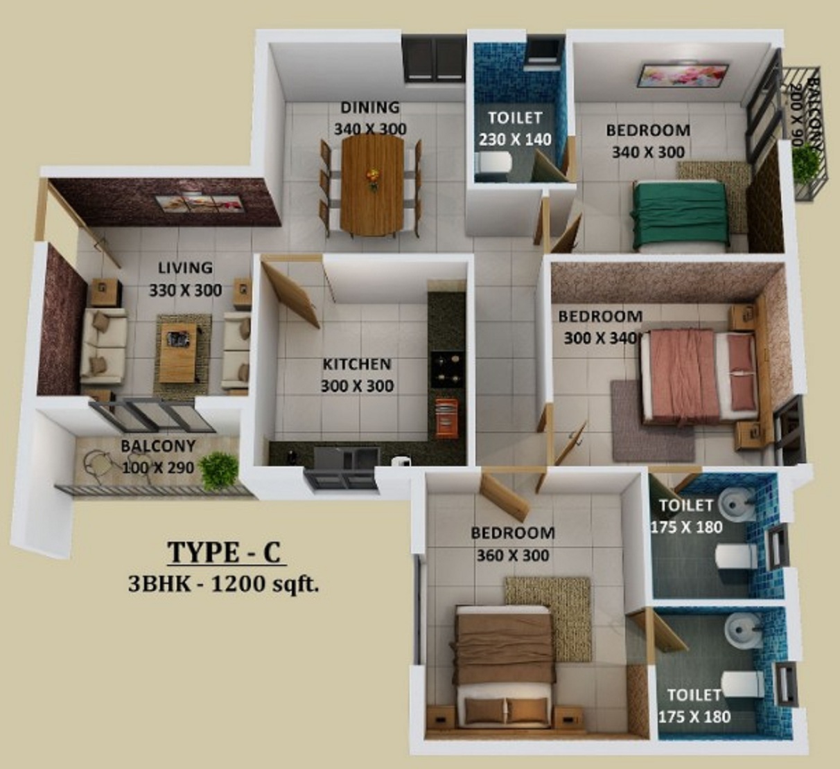 3DFloorPlan of Shwas Highness Heights
