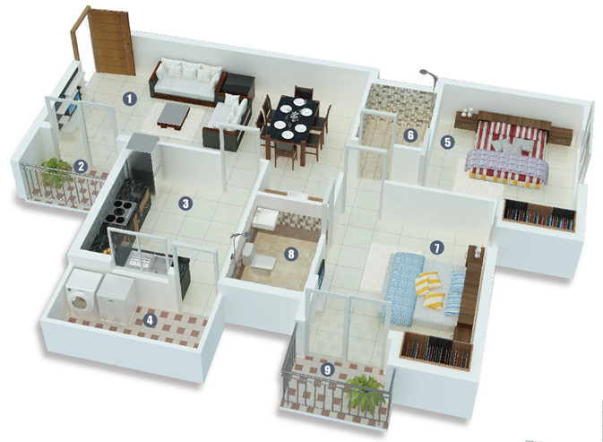 3DFloorPlan of Olive Builders Karenina