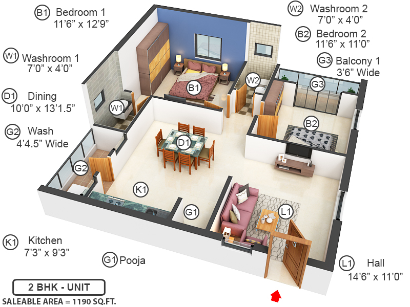 3DFloorPlan of Infocity Eyrie