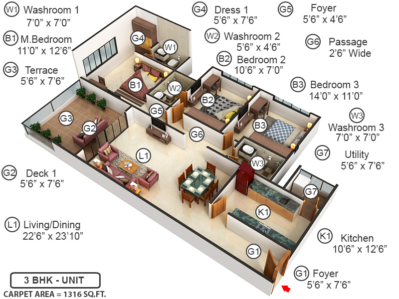 3DFloorPlan of Godrej RKS