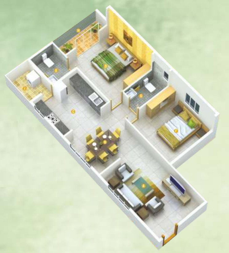 3DFloorPlan of Vaibhav Paradise Palms