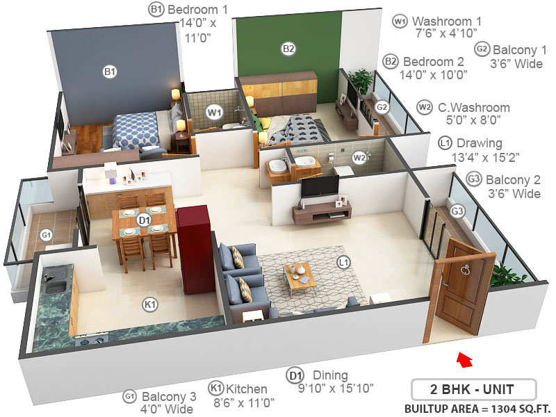 3DFloorPlan of Sai Grand Monte Vista