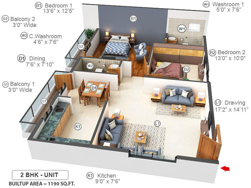 3DFloorPlan of Sai Grand Monte Vista