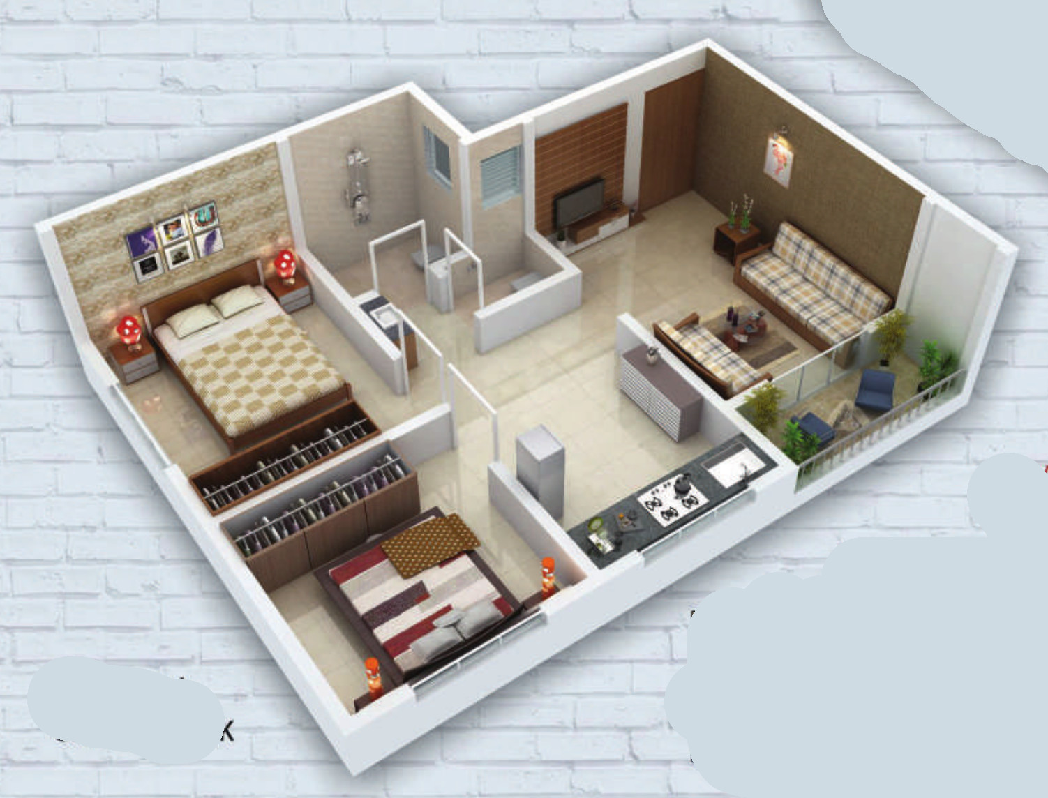3DFloorPlan of Charwad Ovi Yuga Residency