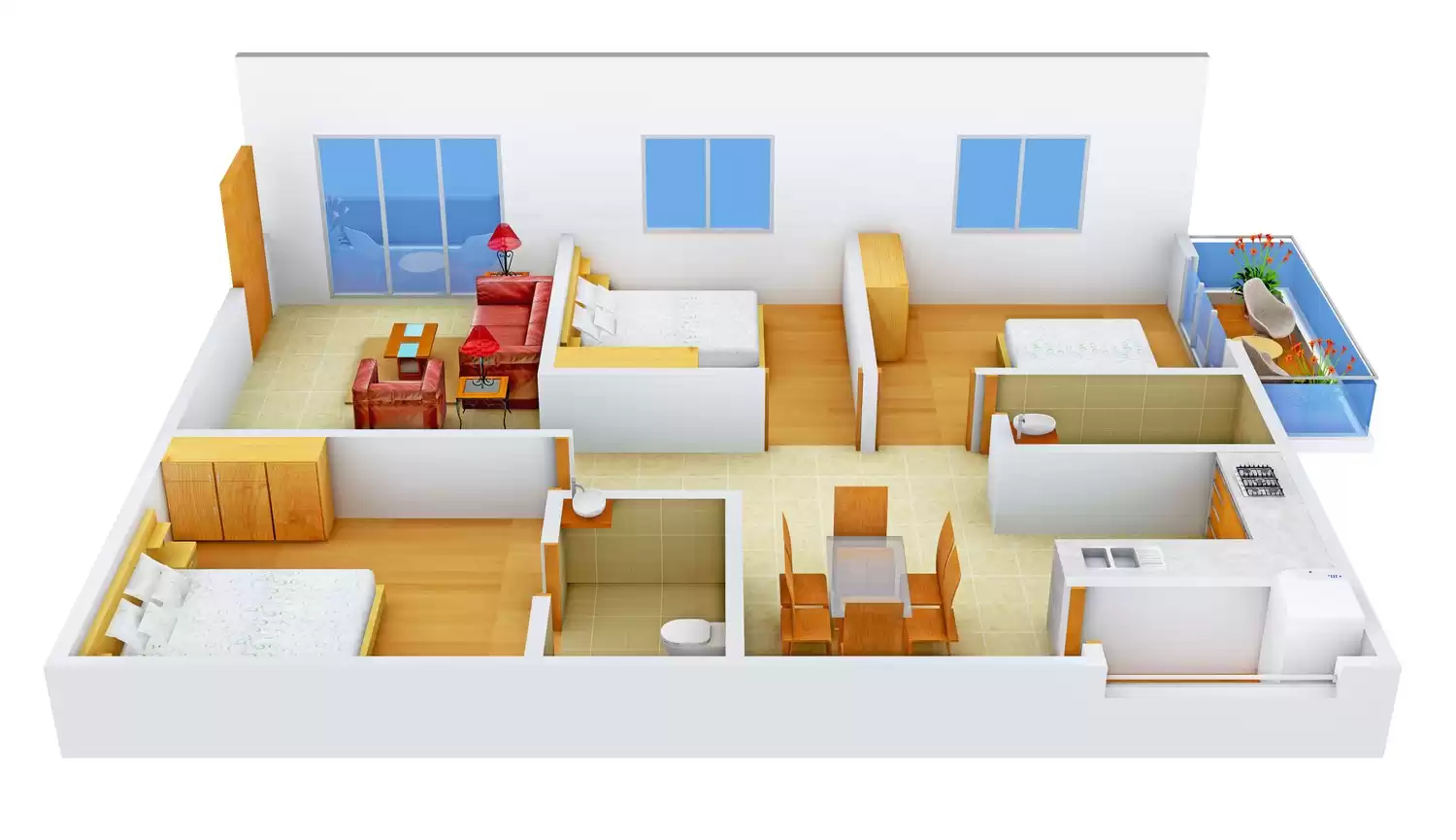 3DFloorPlan of Sunridge Builders And Developers Sunrise Aurora