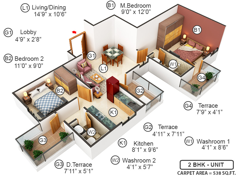 3DFloorPlan of N B Bhalchandra Upvan Phase II