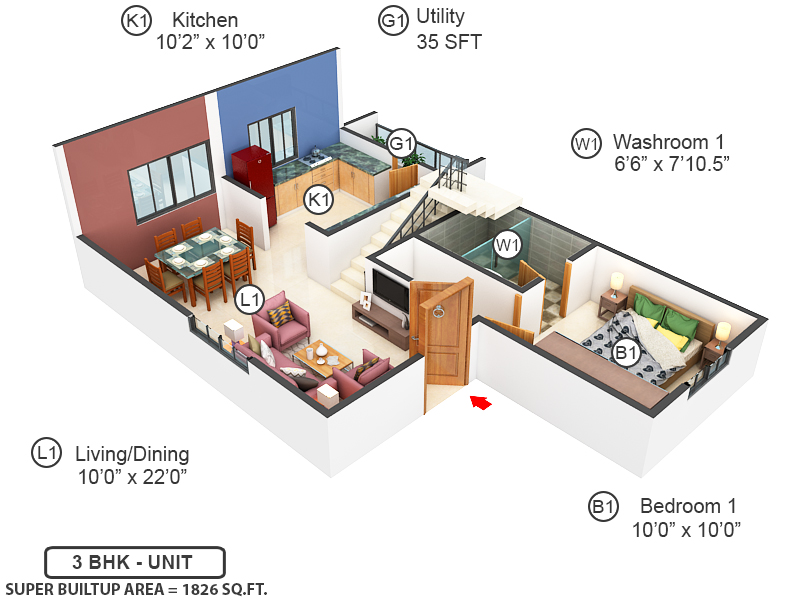 3DFloorPlan of M1 Terra Alegria Phase 1