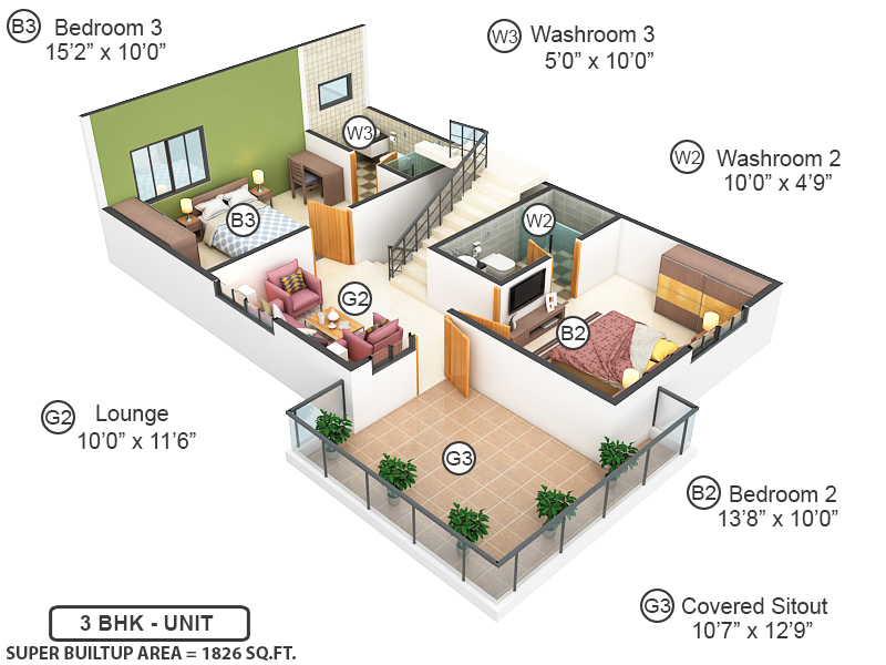 3DFloorPlan of M1 Terra Alegria Phase 1