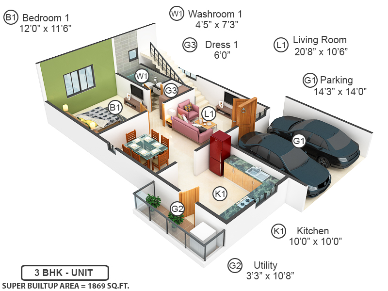 3DFloorPlan of M1 Terra Alegria Phase 1