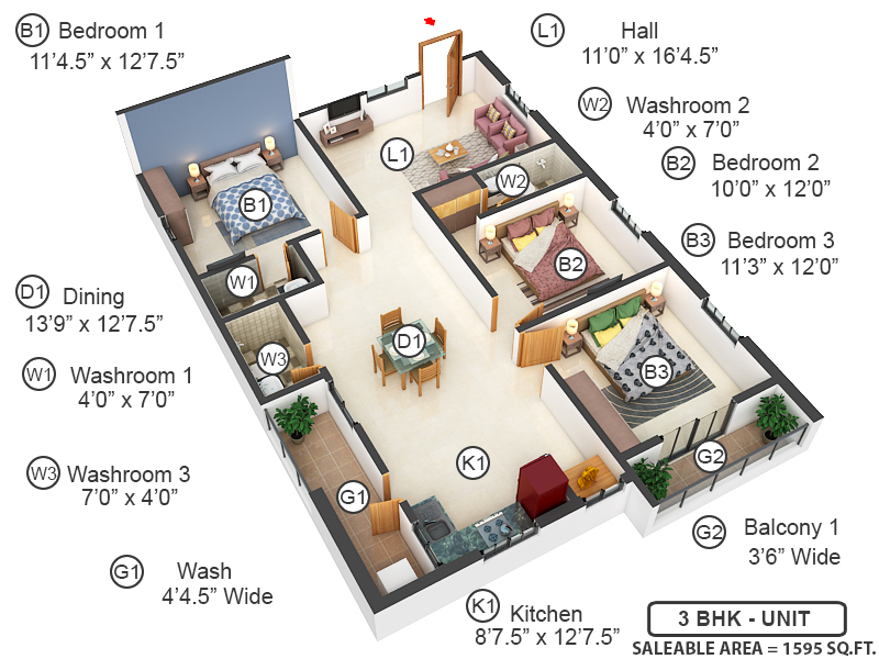 3DFloorPlan of Infocity Emerald