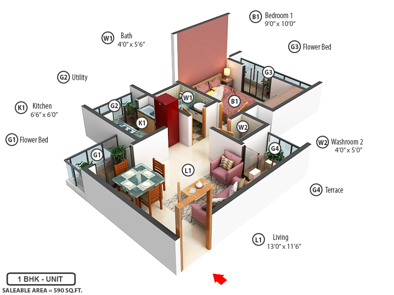 3DFloorPlan of Deep Garden
