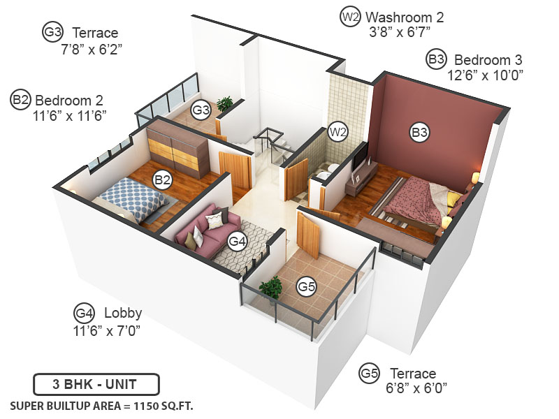 3DFloorPlan of Krishna Homes